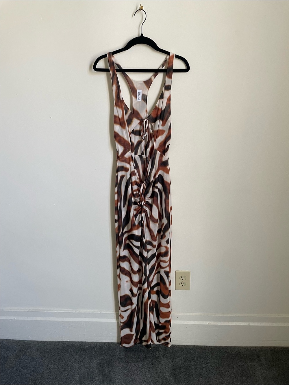 RESA Brown & White Abstract Print Maxi Dress